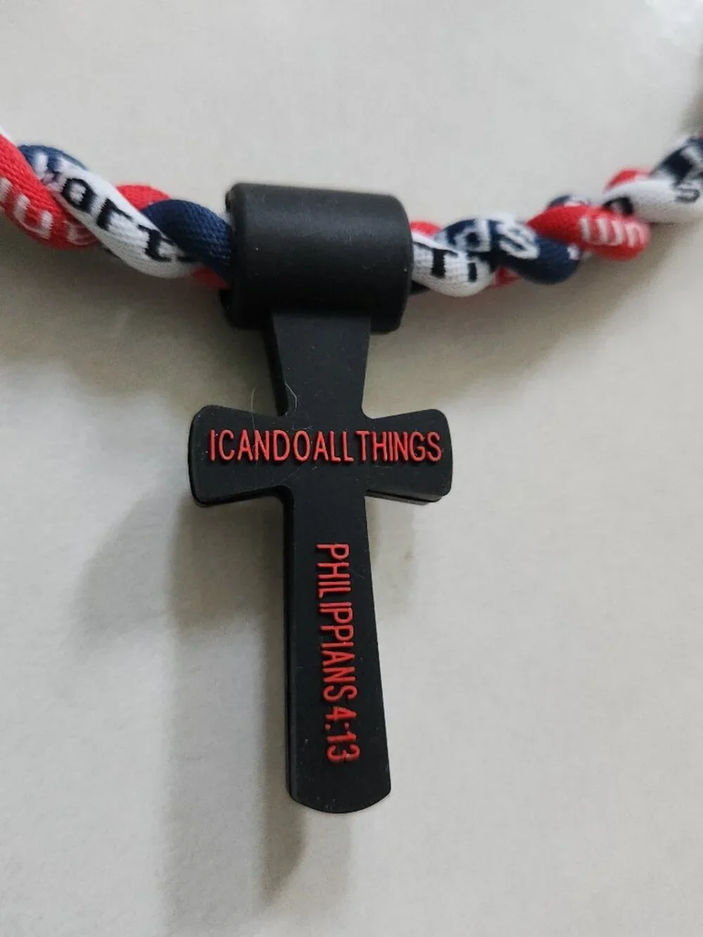 Cross Necklace 18" Tri Rope with Choice of Black or White Cross Many Color Combo - Picture 4 of 5